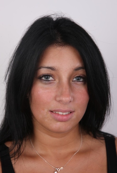 Chubby amateur with black hair stands at attention while getting totally naked 56205988