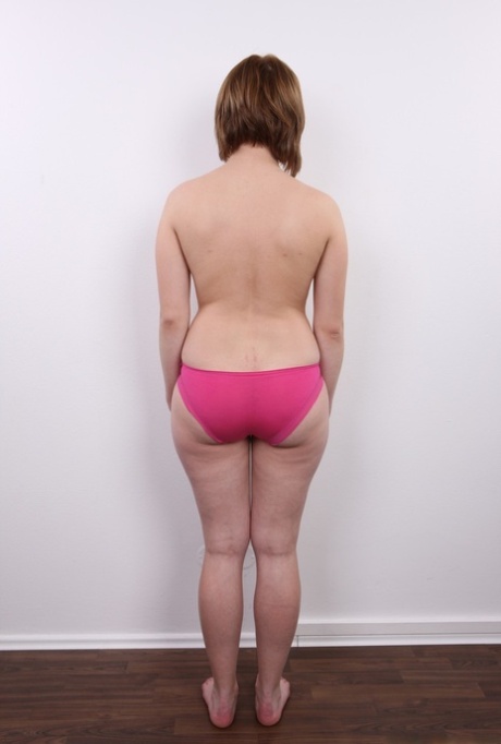 Chubby amateur Dominika removes her jeans and pink underwear for nude audition 61654743