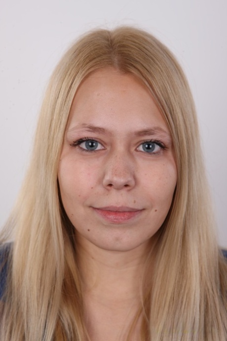 Blonde amateur Pavla gets totally naked for a close-up of her bald cunt 15058753