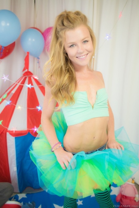 Cute girl Nicole Clitman uncovers her teenie tits outside her playhouse 53091690