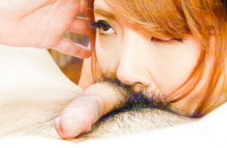 Redheaded Japanese girl Chieri Matsunaga gives a POV blowjob and tit fuck 65997989