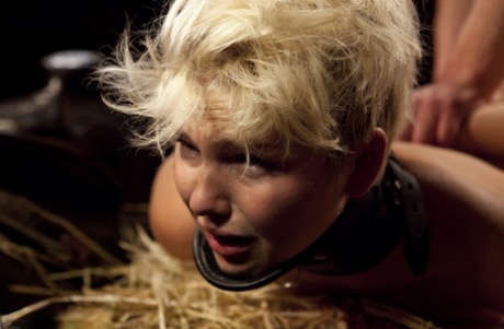 Natural blonde slave undergoes sex acts at the hands of men and women too 60932694