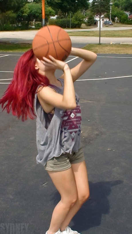 Japanese amateur Sydney Mai exposes her bare ass after shooting hoops 84574655