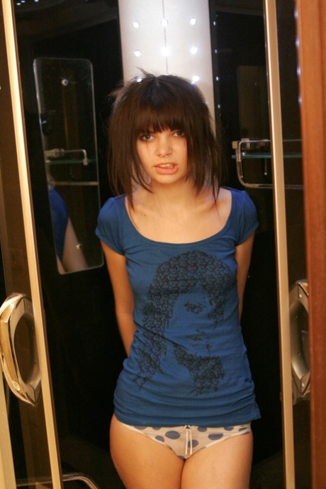 Teen solo girl Kaira 18 removes her wet clothing while in the shower 53392450
