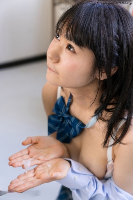 Naughty Japanese schoolgirl catches cum after teacher's doggystyle discipline 67977758