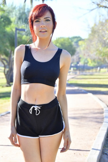 Athletic chick takes off her shorts and sports bra to do yoga in the nude 60959038