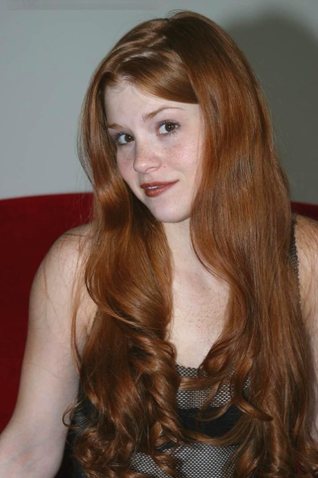 Fair skinned redhead Tiffany shows the pink of her teen pussy up close 55543299