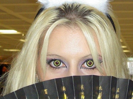Blonde chick wears fetish clothing while attending Ani Con 47744667