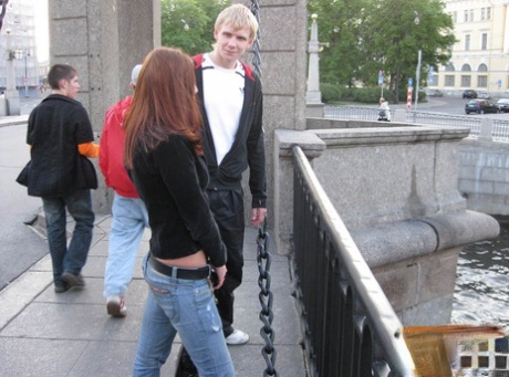 Young girl meets a boy at a tourist location before going home to fuck 19552684