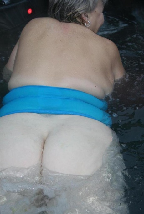 Old woman Valgasmic Exposed plays with her breasts while hot tubbing 79375563