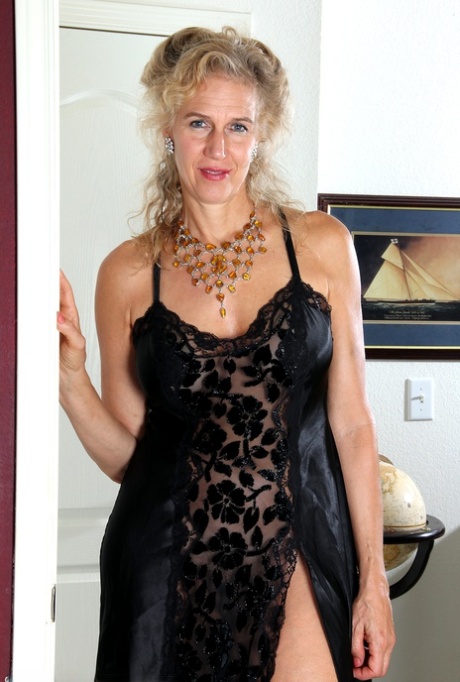 Classy ature hottie Sabrina P sheds black lace dress to finger hot ass & pussy 92836248