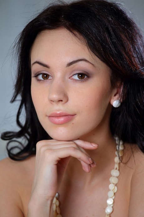 Dark haired teen Joanna casts aside her top for totally nude poses 68975047