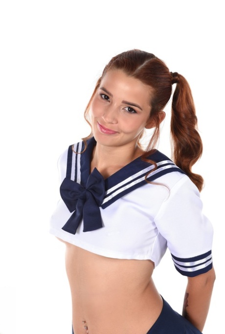 Latina chick Agatha Vega sports pigtails while doffing naughty schoolgirl wear 86439957