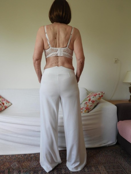 Barefoot granny Kat Kitty gets completely naked during solo action 74606469