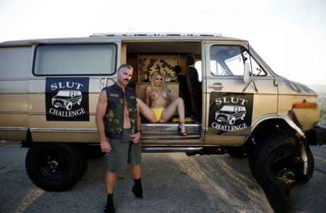 Busty blonde partakes in rough sex inside of a jacked up van 25894207
