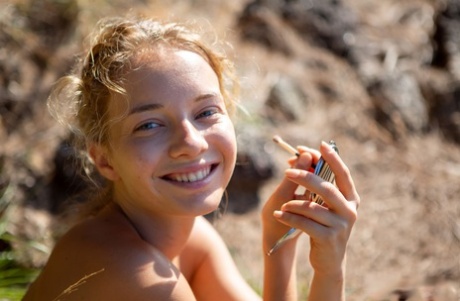 18 year old girl Delilah G bares her great body during a seaside shoot 40063750