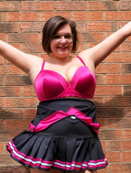 Overweight amateur Roxy doffs a cheerleader uniform in over the knee socks 23907094