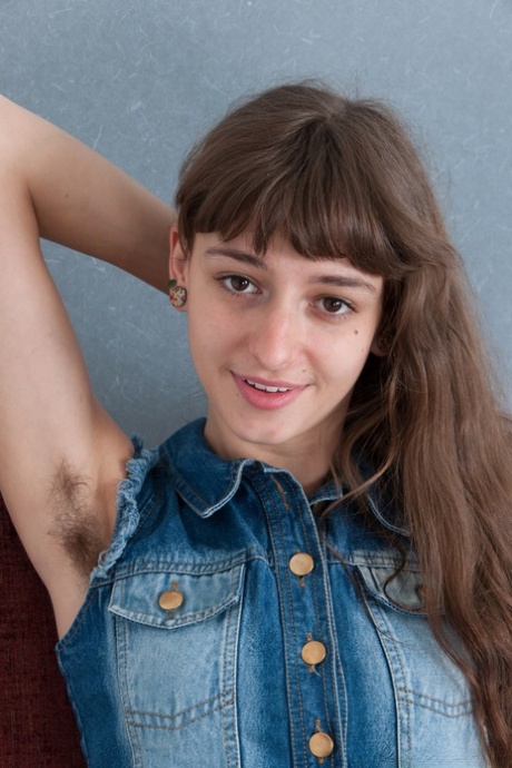 Thin teen girl undresses to put her unshaven body on display 49786770