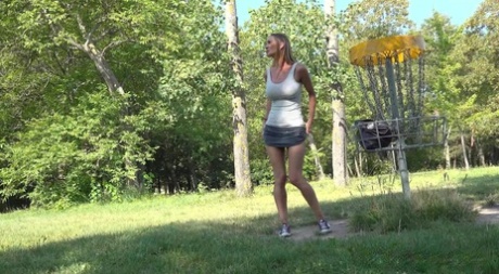 Short taken girl Cynthia Vellons takes a piss in an open field 92855485