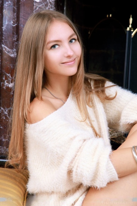 Beautiful Russian teen Izabel A exposes her yummy pussy during nude poses 90601567