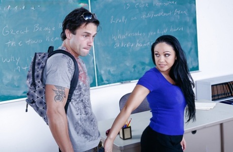 Slutty latina teacher fucks her student and tastes some hot jizz 93706339