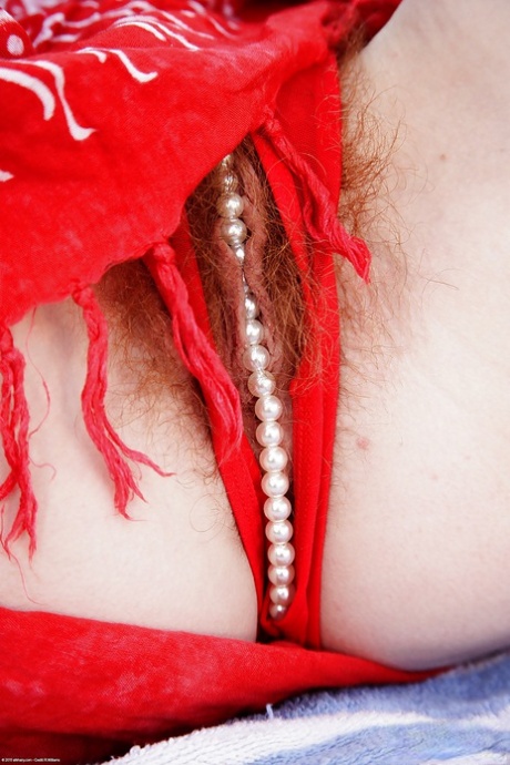 Redheaded and freckled mom Ana Molly flashing hairy pussy outdoors 17171578