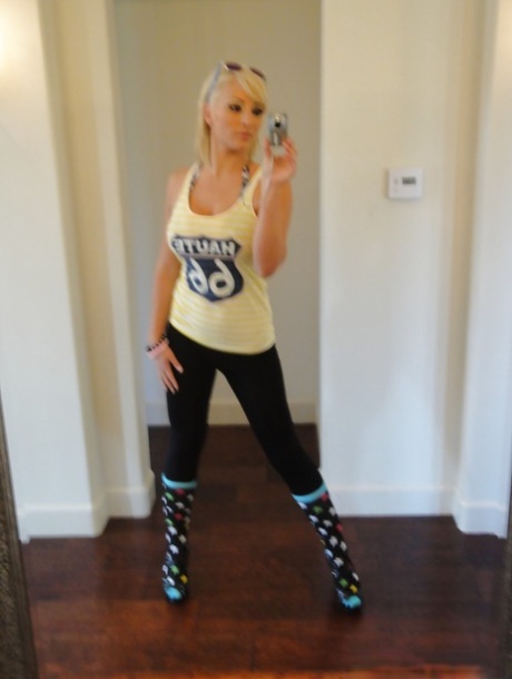 Blonde teen Lexi Swallow taking naked self shots in mirror 44659973