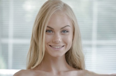 Fancy blonde cutie Nancy takes clothes off exposing tiny tits and skinny body 74465018