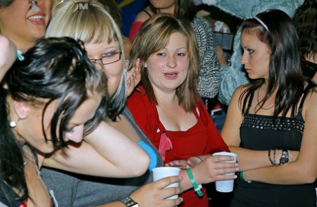 Drunk chicks have some stripping fun at the crazy night club party 18948572