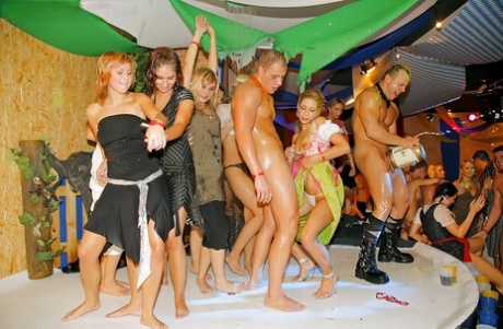 European baby dolls getting drunk and going wild at the club party 81711590