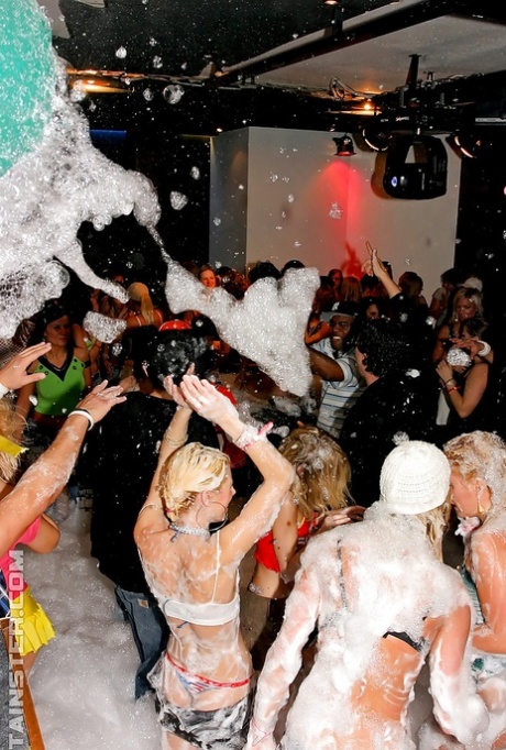 Filthy MILFs have some lesbian and blowjob fun at the wild foam party 60938444