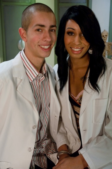 Small tit Ebony shemale Honey FoXXX getting nasty with a doctor's cock 71730361